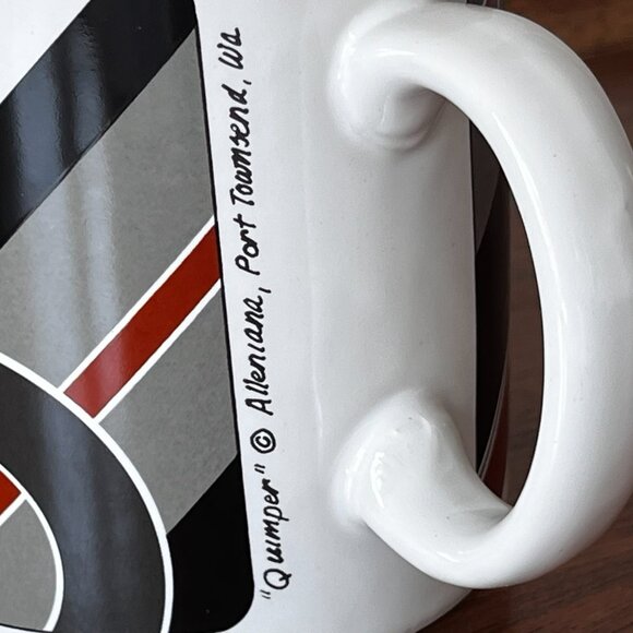 Vintage Alleniana Mug "Quimper" Port Townsend WA 70s Mod Coffee Cup Brown Black - Picture 6 of 11